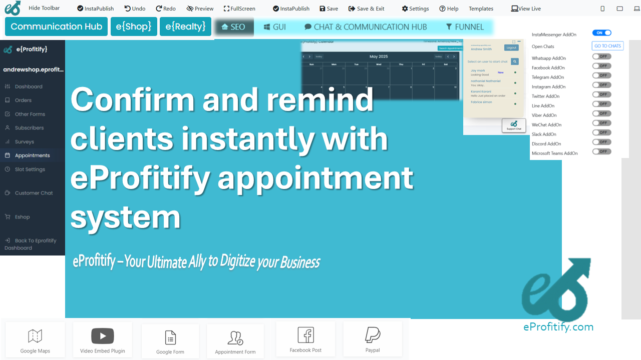 Confirm and remind clients instantly with eProfitify appointment system